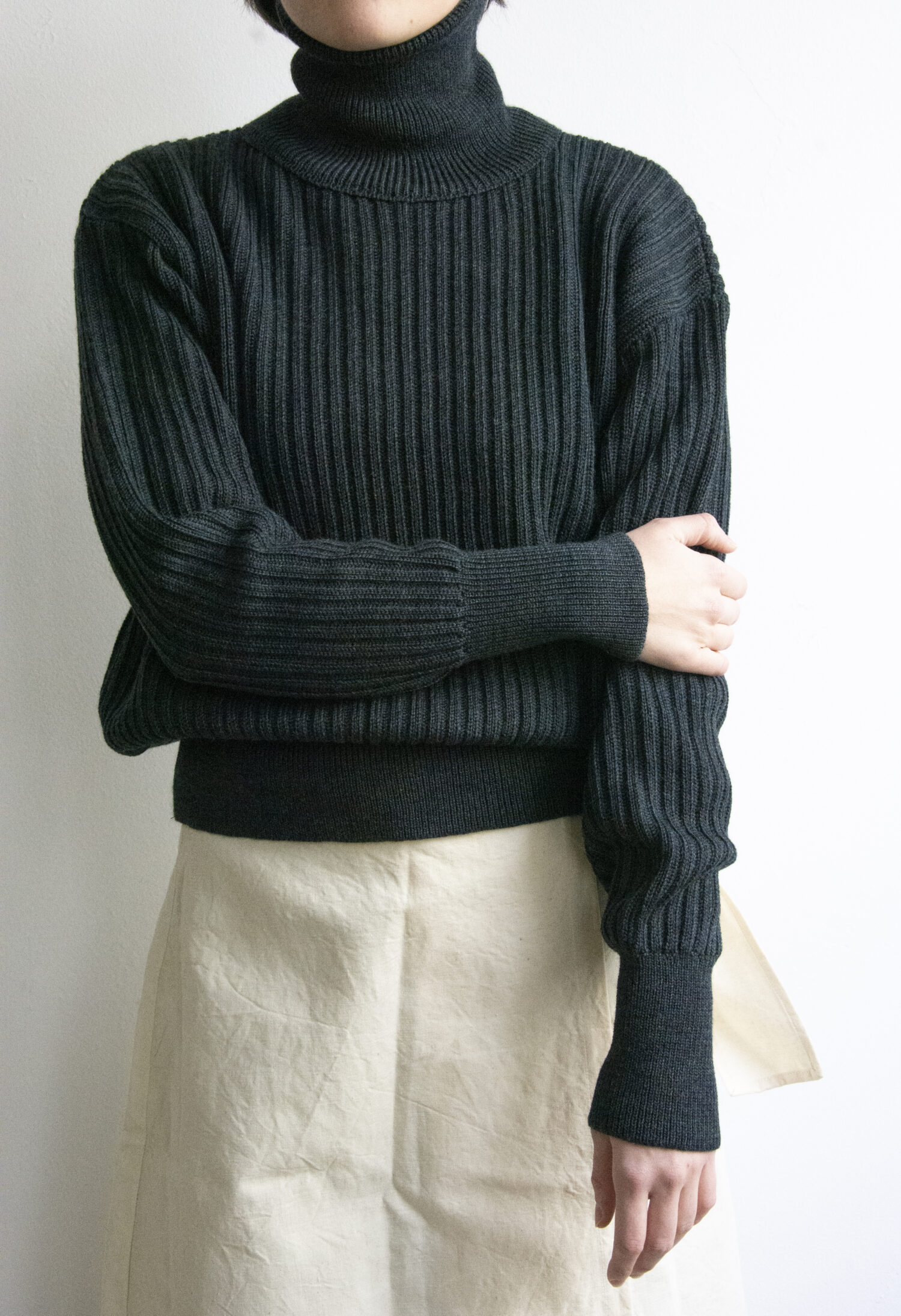 UNISEX FUNNEL NECK SWEATER NAVY – Image 3