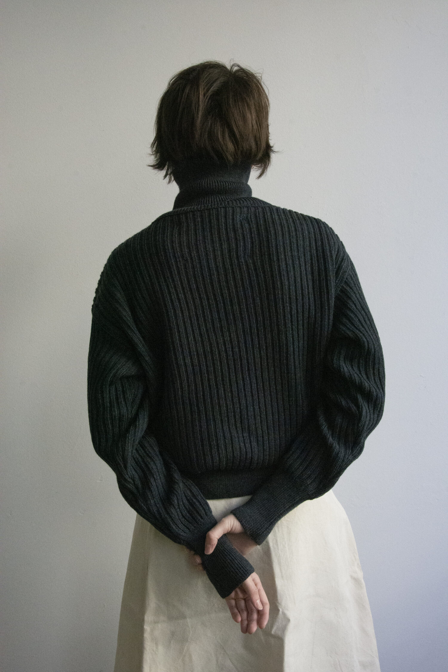 UNISEX FUNNEL NECK SWEATER NAVY – Image 2